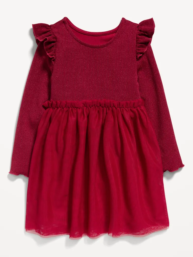 Fit & Flare Rib-Knit Ruffled Tutu Dress for Toddler Girls