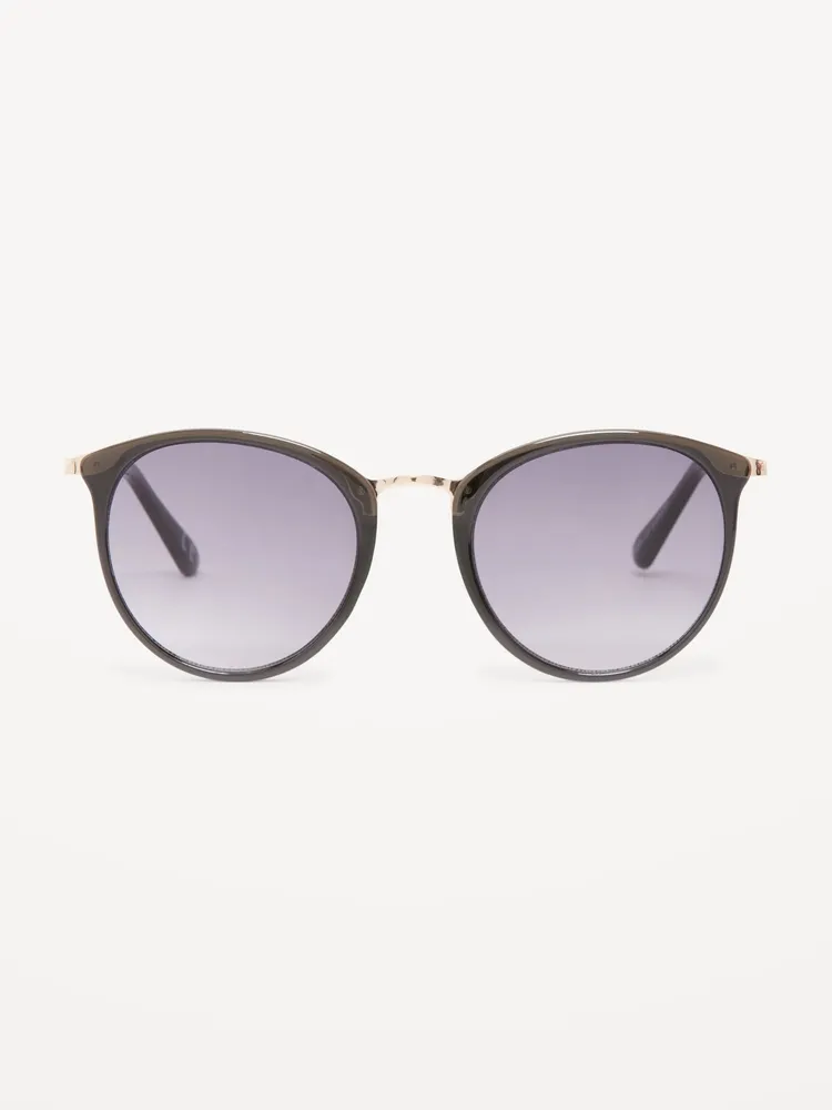 Gold-Trimmed Round Sunglasses