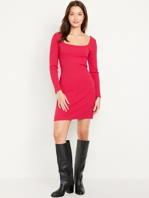 Fitted Square-Neck Mini Dress for Women