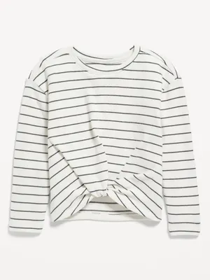 Long-Sleeve Striped Twist-Front Top for Girls