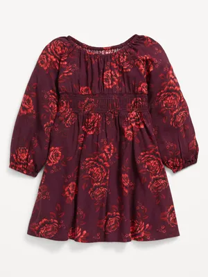 Long-Sleeve Twill Floral-Print Dress for Toddler Girls