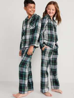 Gender-Neutral Matching Flannel Pajama Set for Kids