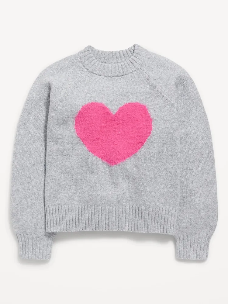 Cozy Mock-Neck Graphic Pullover Sweater for Girls