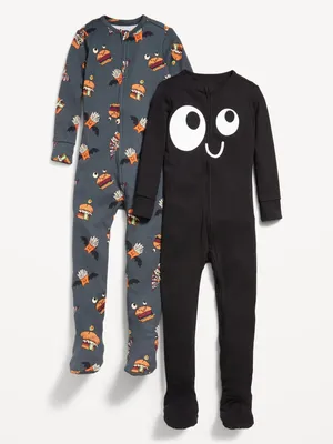 2-Pack Unisex 2-Way-Zip Footed Pajama One-Piece for Toddler & Baby