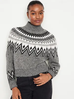 Mock-Neck Cropped Sweater