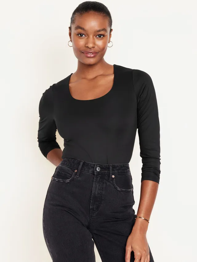 Old Navy Long-Sleeve Double-Layer Sculpting Bodysuit for Women