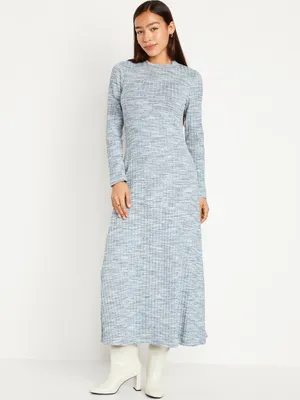 Fit & Flare Rib-Knit Maxi Dress for Women