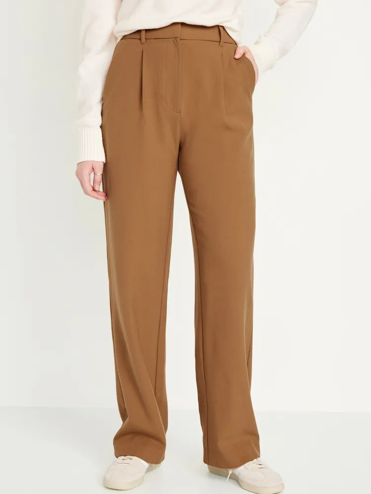 Extra High-Waisted Pleated Taylor Trouser Wide-Leg Pants