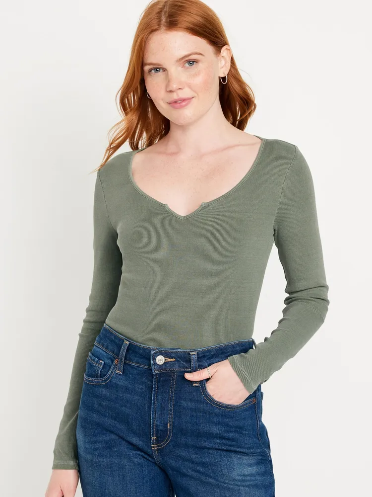 Old Navy Fitted Long-Sleeve Rib-Knit T-Shirt for Women