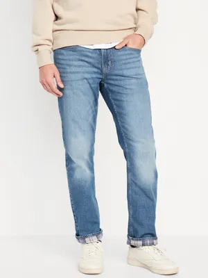 Straight Flannel-Lined Built-In Flex Jeans for Men