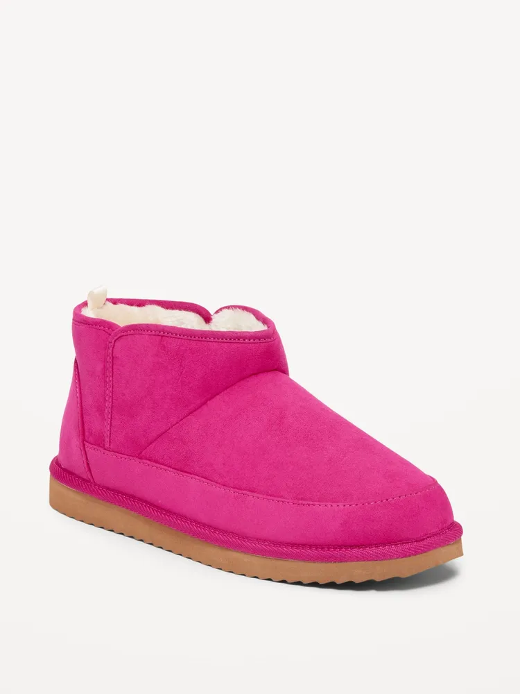 Faux Suede Sherpa-Lined Slippers for Women