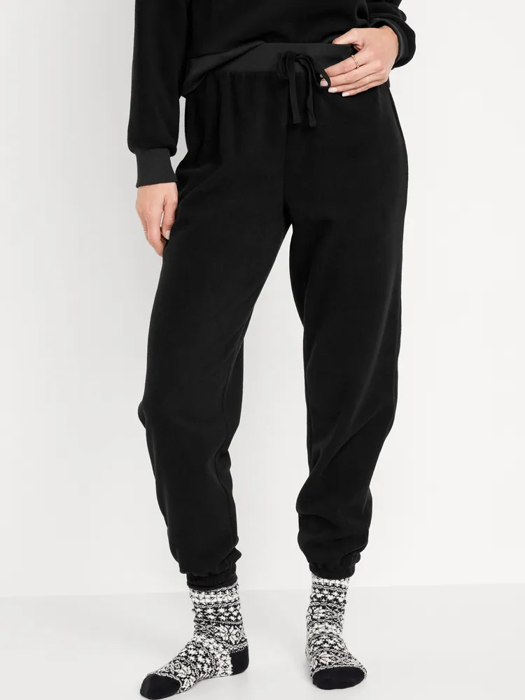 High-Waisted Micro Fleece Pajama Jogger Pants