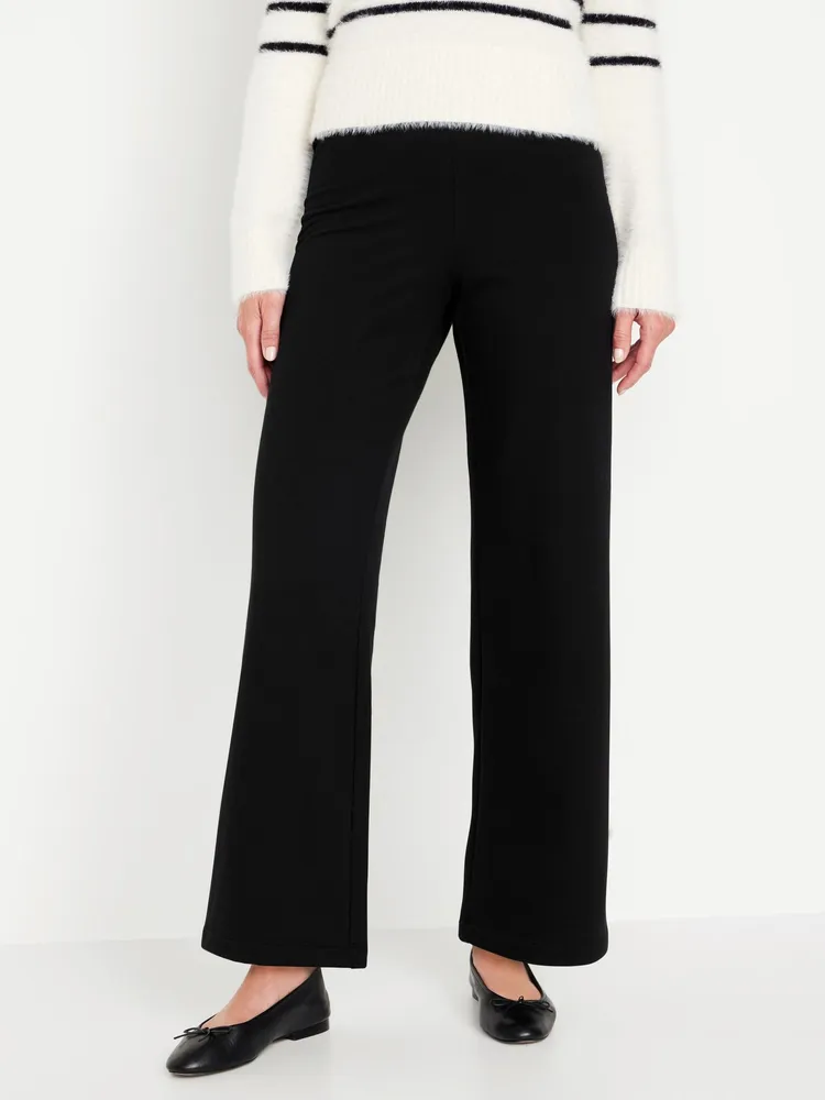 High Waisted Fleece-Lined Wide Leg Leggings for Women