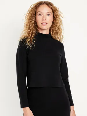 French Rib Mock-Neck Sweater for Women
