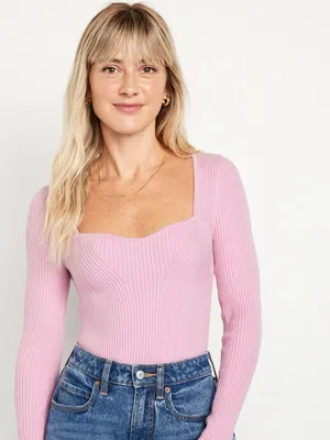 Fitted Rib-Knit Sweater for Women