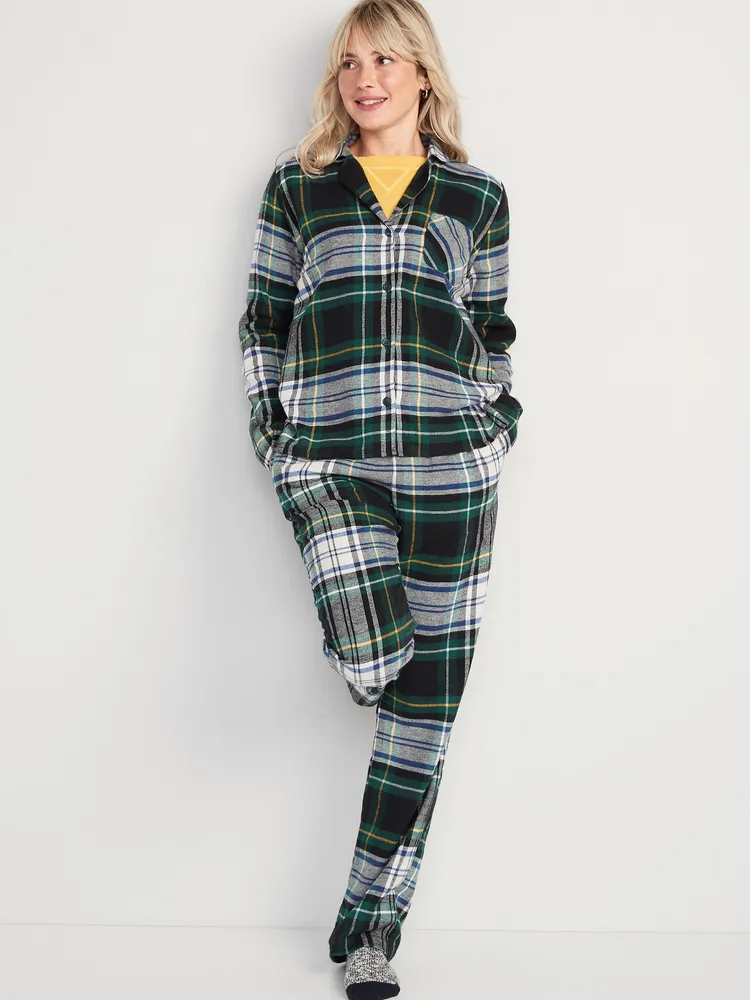 Women's Black & Navy Plaid Pajamas