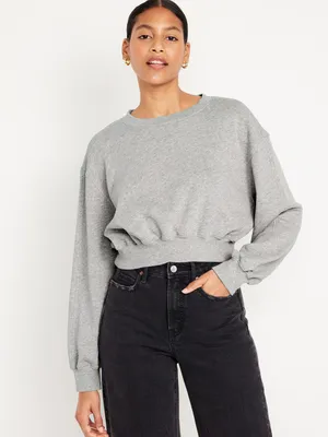 Oversized Crop Fleece Sweatshirt