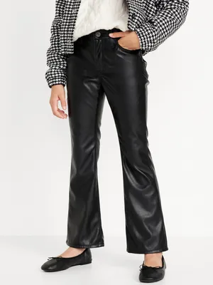 High-Waisted Faux-Leather Flare Pants for Girls