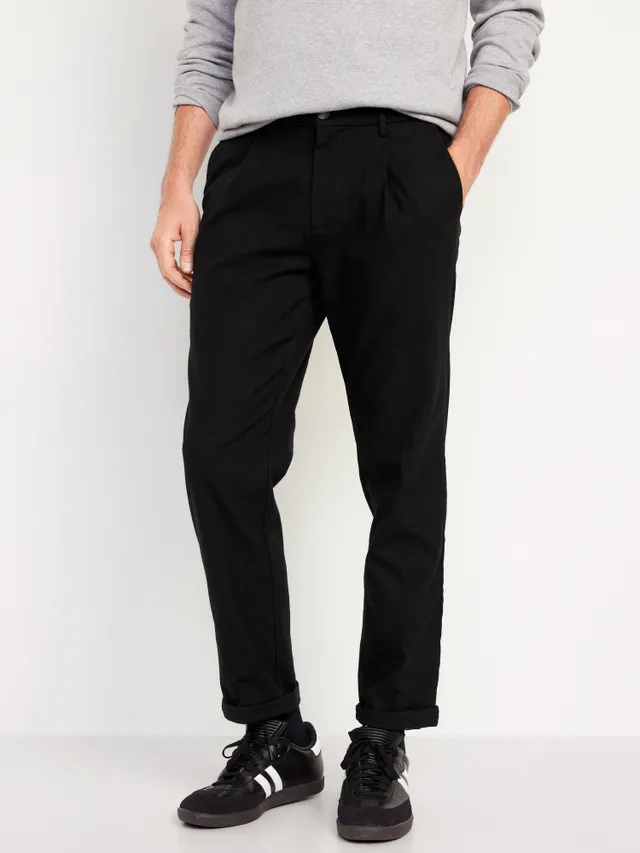 Loose Taper Linen-Blend Ankle Pants