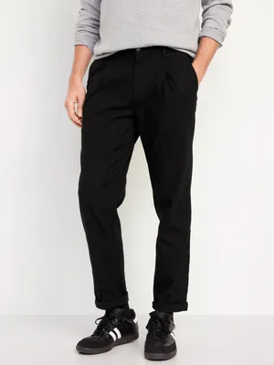 Loose Taper Built-In Flex Pleated Chino Pants for Men
