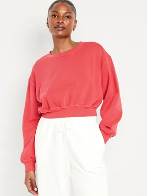 Oversized Crop Fleece Sweatshirt