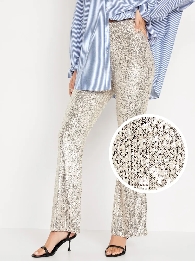 Old Navy High-Waisted Pull-On Sequin Flare Pants for Women