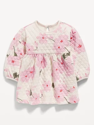 Long-Sleeve Quilted Jacquard-Knit Dress for Baby