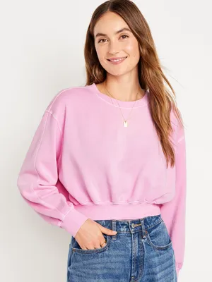 Oversized Cropped Fleece Sweatshirt for Women