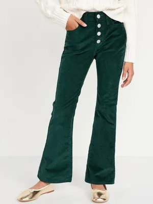 High-Waisted Button-Fly Corduroy Flare Pants for Girls