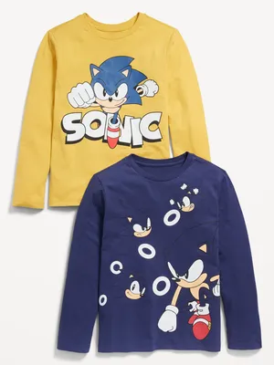 Long-Sleeve Sonic The Hedgehog Gender-Neutral T-Shirt 2-Pack for Kids