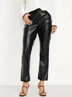 High-Waisted Faux-Leather Boot-Cut Ankle Pants