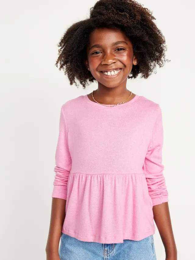 Long-Sleeve Pointelle-Knit Top for Girls