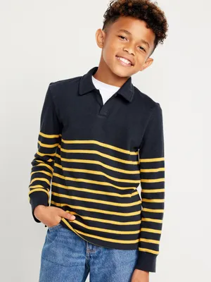 French Rib-Knit Polo Sweater for Boys