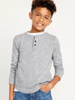 Cozy-Knit Long-leeve triped Henley T-hirt for Boys