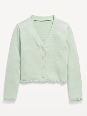 Cozy Cropped Button-Front Cardigan weater for Girls