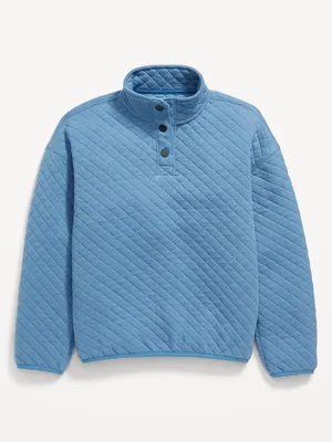 ong-Sleeve Quilted 1/4 Snap-Button Sweater for Boys