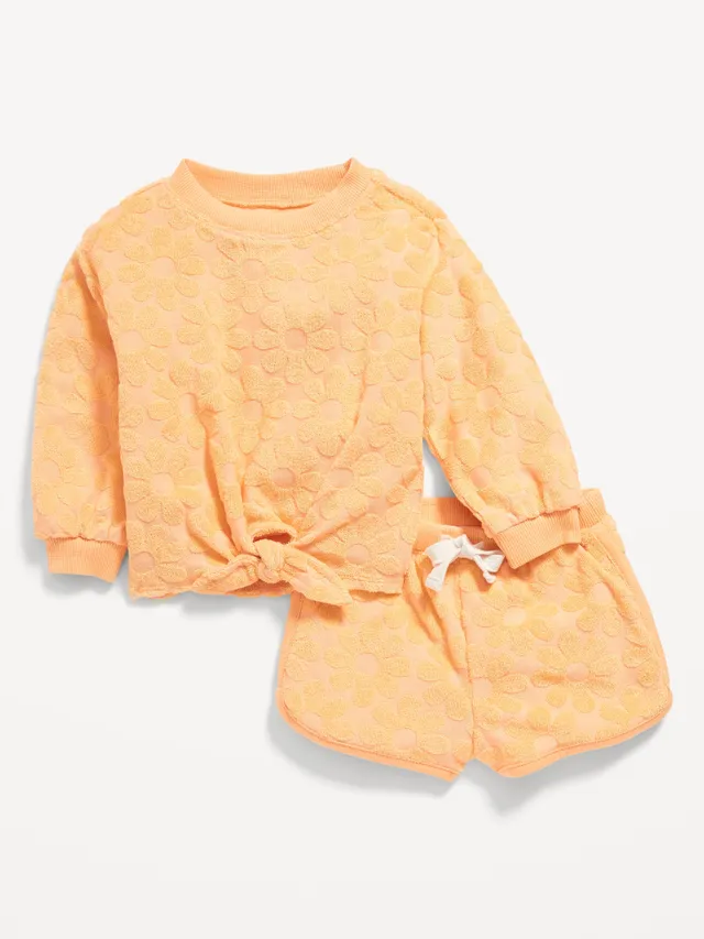 Cozy French Terry Crew-Neck and Flared Leggings Set for Baby