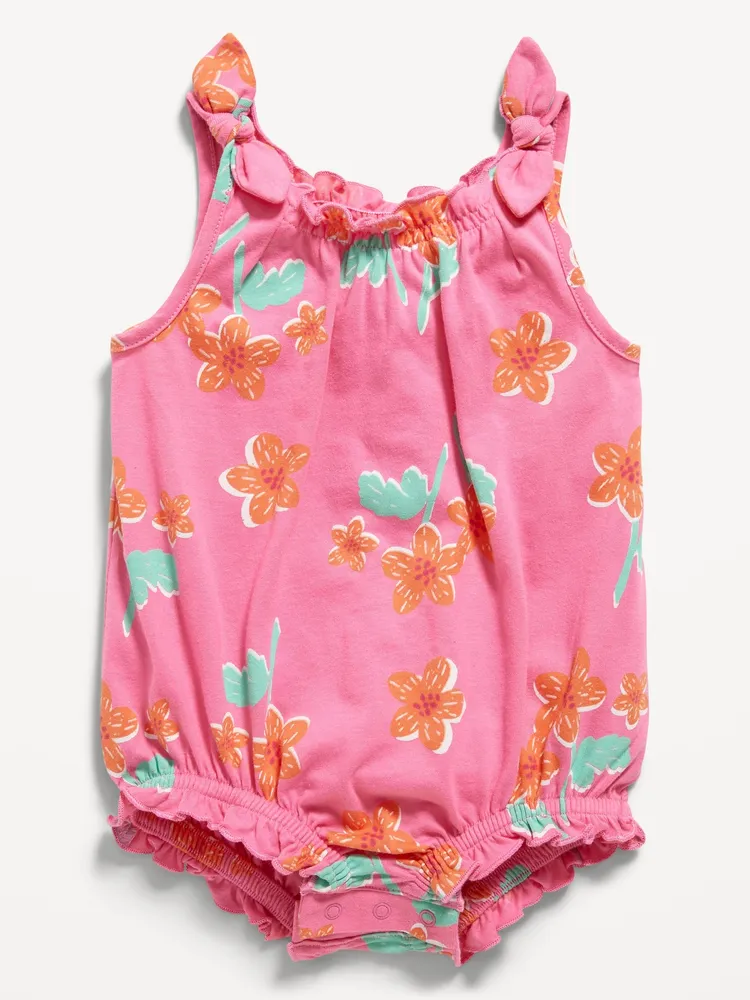 Sleeveless Tie-Shoulder One-Piece Romper for Baby