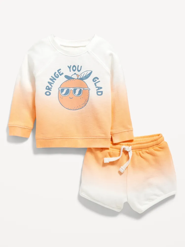 French Terry Graphic Sweatshirt and Shorts Set for Baby