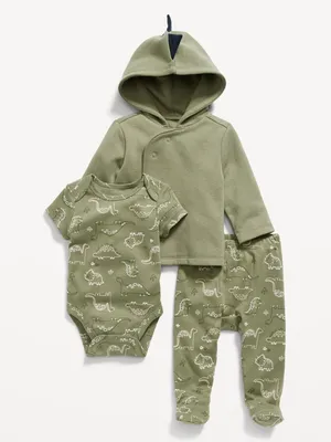Unisex 3-Piece Dino-Print Layette Set for Baby