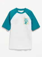 Short Raglan-Sleeve Rashguard Swim Top for Boys