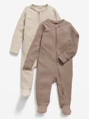 Unisex 2-Way-Zip Sleep & Play Footed One-Piece 2-Pack for Baby