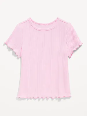 Short-Sleeve Lettuce-Edge T-Shirt for Toddler Girls