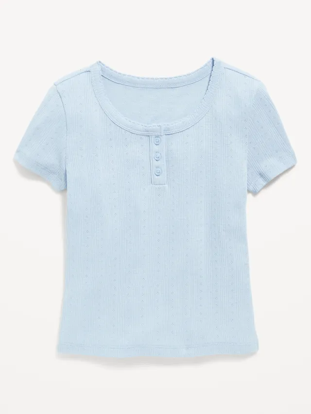 Old Navy Short-Sleeve Pointelle-Knit Henley Top for Girls