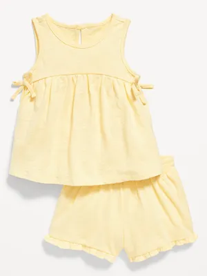 Sleeveless Bow Tie Swing Top and Shorts Set for Baby