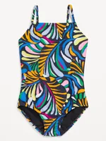 Printed Back-Cutout One-Piece Swimsuit for Girls