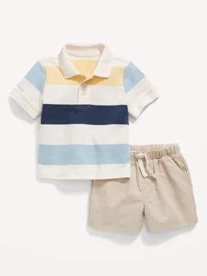 Striped Polo Shirt and Shorts Set for Baby