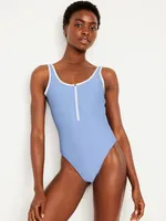 Half Zip One-Piece Swimsuit