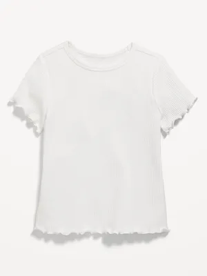 Short-Sleeve Lettuce-Edge T-Shirt for Toddler Girls