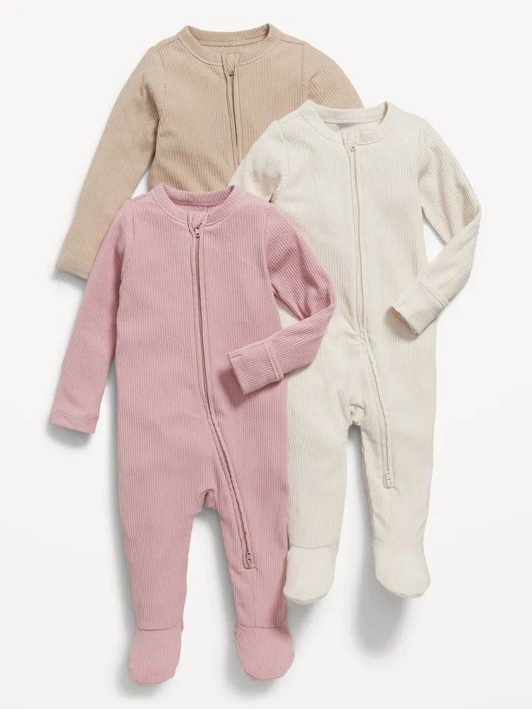 2-Way-Zip Sleep & Play Footed One-Piece 3-Pack for Baby